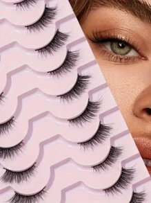 LIMEIKAI 10 Pairs Half Eye Lashes End Eye Elongated False Eyelashes Naturally Half-Eye Cross Fluffy Reusable Lashes