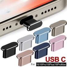 2 件装金属手机防尘塞 USB C 型 C 充电端口保护器盖铝合金兼容 iPhone 16 15 Pro Max Mi 通用防尘塞 - 彩色 - 查看 1