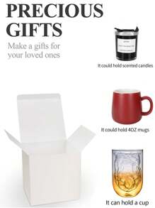 5件/2件-2025--节日礼品盒 12 X 12 厘米白色礼品盒，可容纳礼品、工艺品、婚礼派对礼品、纸杯蛋糕盒、伴娘求婚盒（带丝带） - 白色 - 查看 3