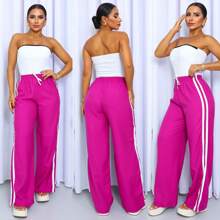 Striped Palazzo Pants - 紫色 - 查看 2