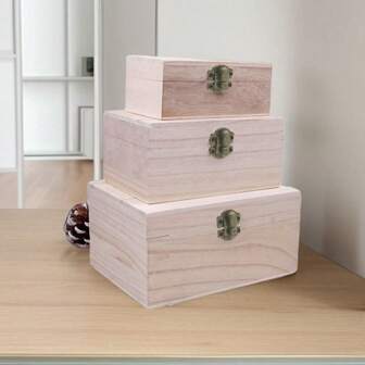 3 件/1 件现代木质带盖储物盒 - 适用于家庭办公室卧室的多功能整理容器 - 优雅带盖木质盒，用于珠宝、精油、香水、茶礼品收藏、家庭整理储物箱 - 18670-S 18670-M 18670-L 18670-S+M+L
