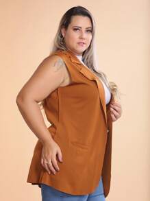 Max Women's Plus Size Vest Laser Cut Neoprene Fabric - Caramelo - 查看 3