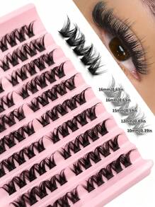 Rikuaild Rikuaild 10 Row 100PCS Individual Eyelash D Curl 10-16mm DIY Clusters Extra Thick & Fluffy & Natural Look Reusable Individual Eyelash Kit For Self Use At Home Or On-The-Go For Daily Life & Wedding & Dating & Party & Music Festival