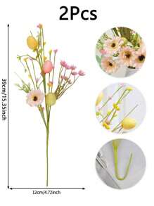 1PC/2PCS/4PCS Spring Artificial Flowers Easter Egg Branches Butterfly Tulip Daisy Carrot Colorful Berry Decoration Wedding Party Family Vase Centerpiece Perfect Easter Decoration Gifts Birthday Graduation