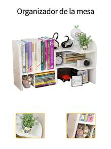 Unidad de estantería ajustable de escritorio en esquina - Organizador de almacenamiento expandible para oficina, dormitorio y estudio con múltiples niveles, de vuelta al colegio - Blanco - Ver 7