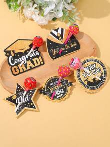 48 sztuk Graduation Season Lollipop Paper Card, Czarna złota czapka ukończenia szkoły, toga ukończenia szkoły, wzorzysta lizak, papierowa torba na karty, świętuj ukończenie szkoły, lizak, torba na prezenty, dekoracje na biurko na przyjęcie z okazji ukończenia szkoły, torby na lizaki do pakowania prezentów na ukończenie szkoły, upominki na przyjęcie z okazji ukończenia szkoły