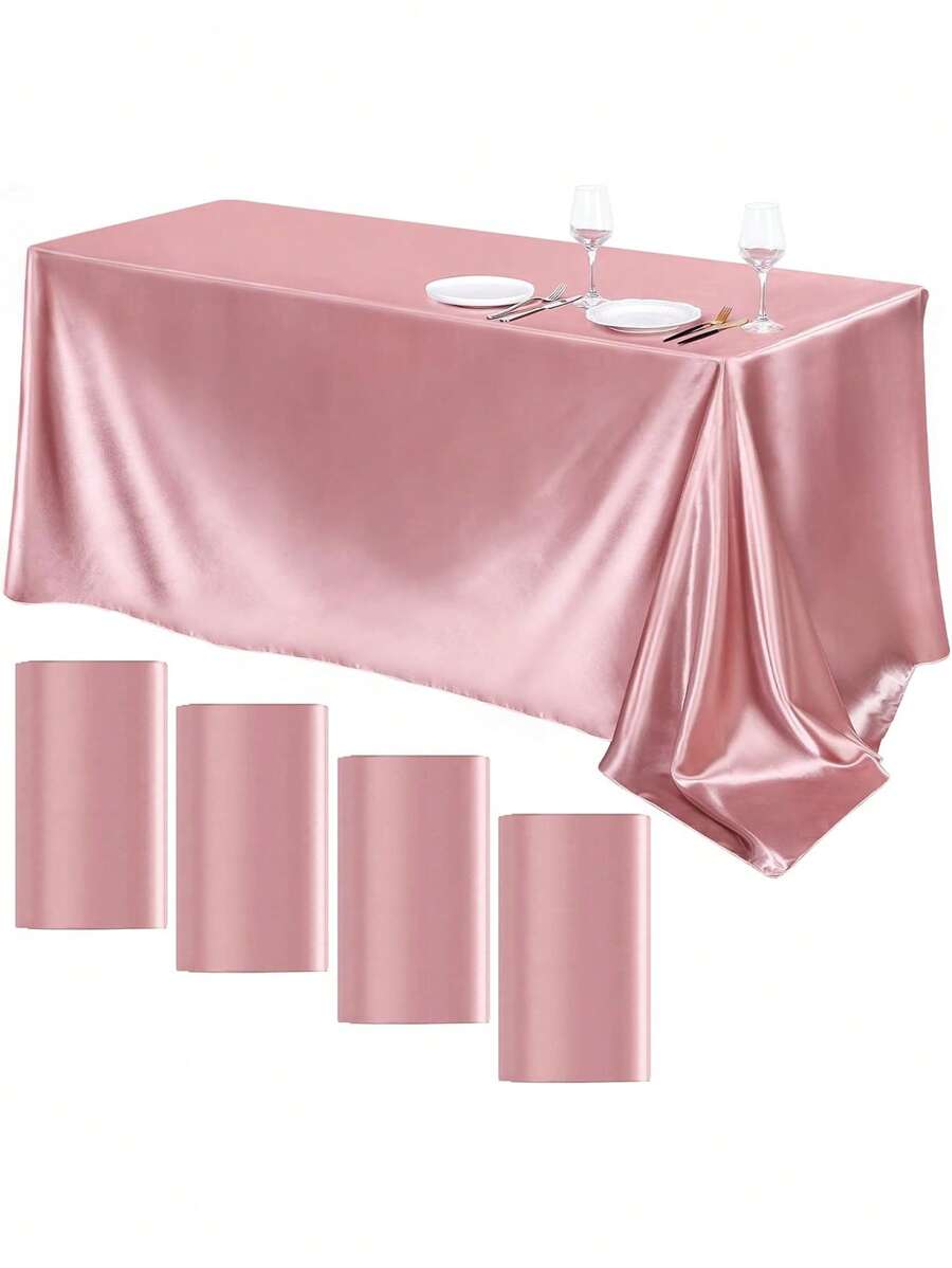 1PC Satin Tablecloth 102 X 58 Inch Overlay Satin Table Cover Rectangle Bright Silk Tablecloth Smooth Fabric Table Decoration For Wedding Banquet Party Events - Satin Tablecloth - View 1