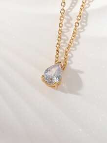 1件定制诞生石项链，锆石水滴形、心形、方形宝石，个性化生日礼物、母亲节礼物、闺蜜礼物 - Tear-Drop - 查看 27