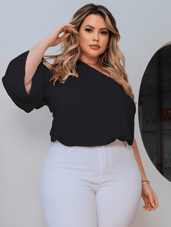 Blusa Feminina Branca Plus Size Mula Manca Manga Nula Godê Elástico Ajustável Cropped Soltinha Verão