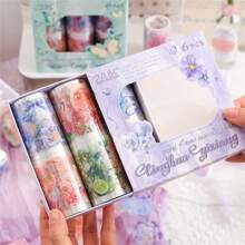 6 rotoli di adesivi a forma di fiori, nastro floreale trasparente in PET per agenda, fai-da-te, custodie per cellulare, scrapbook, calendario, buste, decorazione