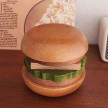 6pcs Anti Slip Burger Insulated Coaster Creative Home Burger Shape Living Room Desktop Decoration Tea Cup Solid Wood Coaster Gifts Birthday Graduation