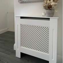 HOMCOM Copritermosifone Moderno a Griglia in MDF, Copertura Termosifone Portatile per Casa e Ufficio, 78x82x19 cm, Bianco - Bianco - Visualizzare 9