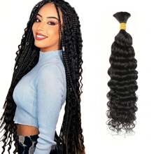 1 束人发编织接发 16-26 英寸直发散发用于编织无纬纱用于波西米亚辫子直发散发用于微编织自然黑 613 27 色深波浪