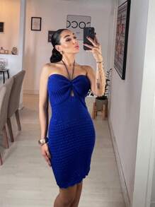 Strapless Dress - Royal Blue - View 3