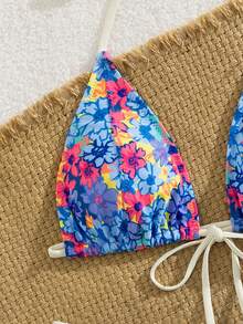 PEPPERMOLLY 女士花卉印花比基尼套装，三角形泳衣，适合海滩、夏季