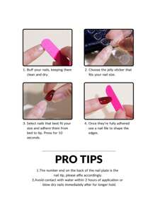 24 片亮面纯色中号棺材芭蕾指甲按压式指甲假指甲艺术适合户外旅行带工具包美甲用品指甲 - 酒紅色 - 查看 5