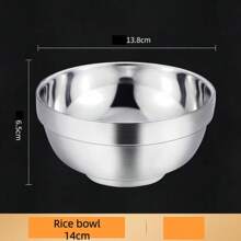 1 件/6 件不锈钢双层防滑防烫闪亮餐碗，可堆叠，易于清洁，适用于面碗、饭碗、汤碗，适用于家庭、酒店、婴儿使用、圣诞派对、成人和儿童