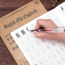 Calligraphy Practice Copybook For Beginners - Elegant Penmanship Guide Premium Paper Material,School Supplies,Back To School - Brown - View 5