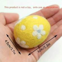 1pc Handcrafted Wool Felt Easter Eggs Colorful Textured With Floral And Bunny Designs Ideal For Tabletop Room Decor, Craft & Party Embellishments