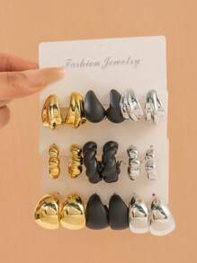 Elegant Fashionable Gold, Silver, Black Lightweight Earring Set, Suitable For Daily Wear All Year Round