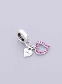 HuooNew 1 pieza Colgante de perla con corazón hueco de piedra de circonita en plata de ley 925, apto para manualidades de joyería, unisex para fiestas