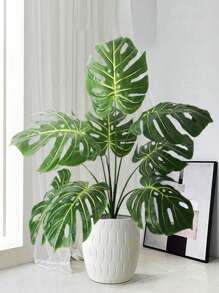 67-85 厘米大型人造鹤望兰树假热带龟背竹植物真实触感棕榈叶塑料香蕉树枝绿色中心装饰适用于家庭花园室内阳台装饰无盆 1 件