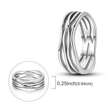 1pc Hypoallergenic Silver-Plated Elegant Multilayer Braided Rock & Roll Couple Rings, Suitable For Performance, Party & Banquet Wear