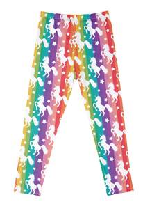 1 Pair Girls Cartoon Print Lightweight Milk Silk Material Leggings, Suitable For Summer Wear