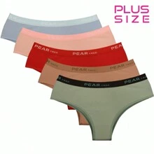 Kit 5 Plus Size High Waist Cotton Panties - Nhiều màu - Xem 4