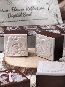 10pcs/27pcs Vintage Flower & Number Pattern Wooden Stamps, Delicate Flower And Grass Pattern Engraved Stamps, Scrapbook Decoration, DIY Handbook Greeting Card Decoration, Gifts For Friends