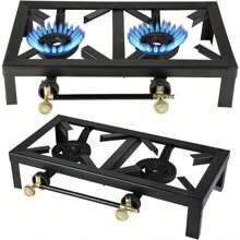 Portable Gas Double Burner Camping Cooker Stove Cast Iron BBQ Grill - Variant1 - View 1
