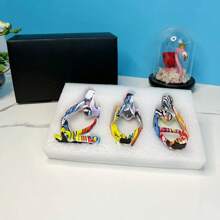 Resin Thinker Statue Colorful Art Abstract Sculpture, Modern Home Decor Accents Large Graffiti Collectible Figurines