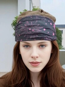 1pc/4pcs Retro Paisley Print Headbands For Girls, Starry Sky Pattern Sports Sweat Headbands Non-Slip Headscarves, Black & White Paisley Yoga Hair Accessories For Women