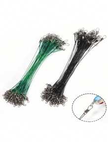SOUGAYILANG 20pcs Anti-Bite Steel Fishing Line Steel Wire Leader With Swivel & Lead Core Leash Fishing Accessory Practical Durable Rolling Swivels Snap Fishing Lures Hook Traces Steel Wires - Green - View 7