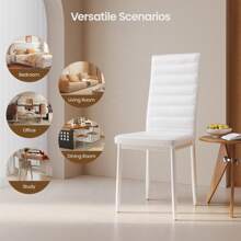 Chaise de salle à manger pour 2 personnes, chaise de dîner, chaise en PU pour différentes tables à la maison, cuisine, salon - Blanc - Voir 7