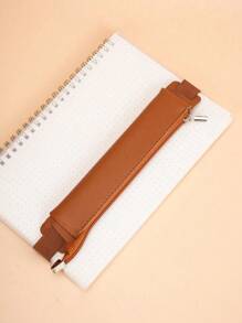 1 Pieza Funda de unicolor para cuaderno, portaplumas, portalápices de PU con bolsa elástica individual, accesorios para diario y agenda, clip fijo para lápiz, bolsa para colgar el lápiz, de vuelta a la escuela, organizador de maquillaje, organizador, organizador de almacenamiento, organizador de cuidado de la piel, almacenamiento de oficina, organizador de papelería, almacenamiento de uñas, decoración de dormitorio