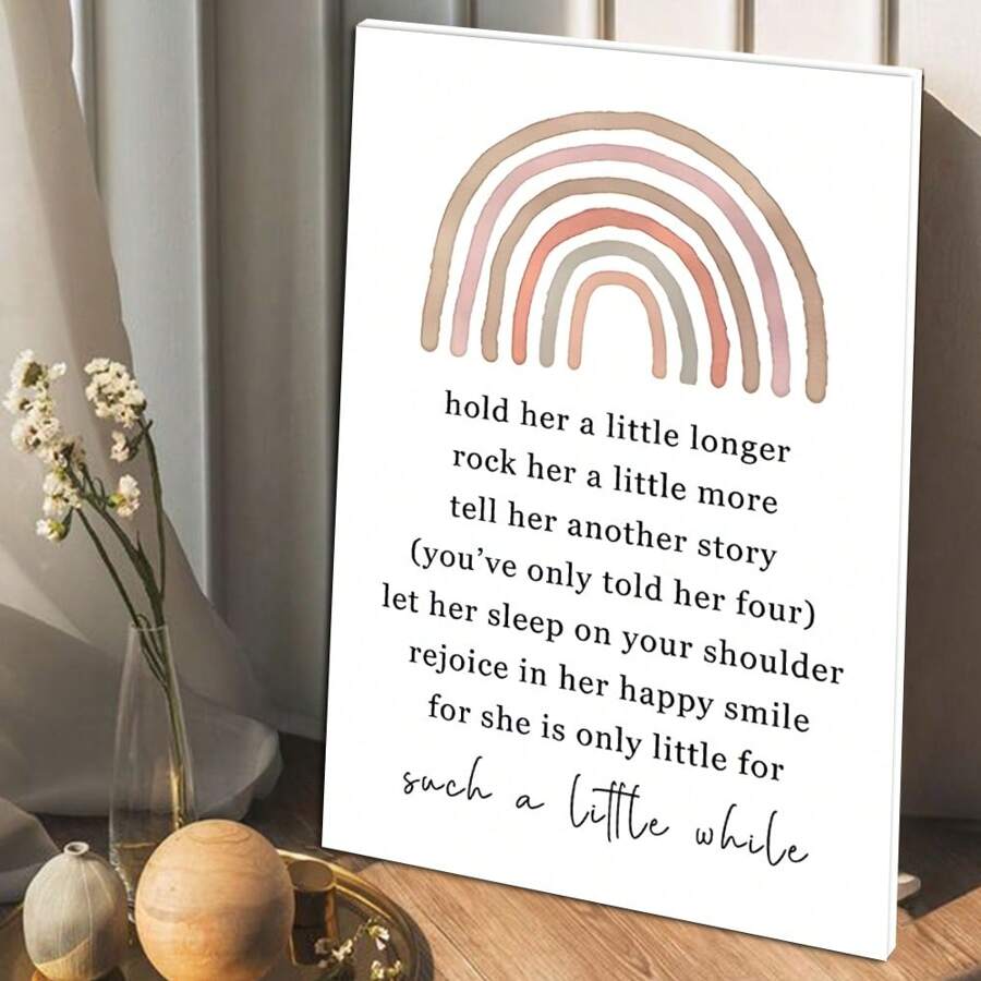 1 Pc Framed Quote Art Rainbow Nursery Wall Art Canvas Poster Painting Wall Decor For Bedroom Living Room
