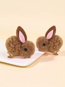 2pcs Bunny Hair Clips For Girls White Pink Bunny Shaped Alligator Clips Adorable Rabbit Hairpins Easter Holiday Barrettes Toddler Girl Bows Kids Hair Accessories - Bunny - View 11