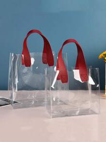 PVC Large Capacity Transparent Plastic Handbag Storage Bag Multifunctional Gift Bag,Christmas
