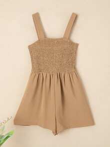 Acelitt Summer Women's Solid Color Square Neck Chest Cable Splicing Simple Casual Suspender Jumpsuit Shorts