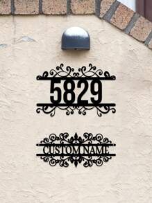 1pc Custom Vintage Metal Doorplate Decorative Art, Rural Street Nameplate Wall Decorations - Personalized Door Numbers And Text - Wall-Mounted Multifunctional Address Signs, House Numbers, Outdoor Address Signs, Farmhouse Door Art,Graphic Print