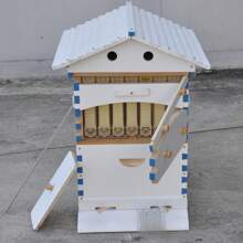 Auto Flowing Painted White Fir Wooden Beekeeping Hives Bee Hives Boxes + 7 Plastic Bee Frames Honey - trắng - Xem 7