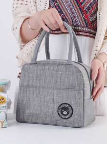 1pc/2pcs Insulated Lunch Bag, Multipurpose Oxford Cloth Aluminum Foil Thermal Tote, Portable Lunch Box Bag, Food Storage - Grey - View 13