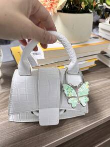 1 pieza Ganchos plegables y colgantes en forma de mariposa brillante, gancho perchero para colgar bolsos en mesas, escritorios, hogar y oficina