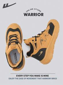 WARRIOR Scarpe da ginnastica leggere, confortevoli e traspiranti dallo stile modesto, adatte per la primavera e l'estate, casual ma eleganti, utilizzabili tutto l'anno, resistenti all'usura e adatte per l'uso giornaliero, scarpe da allenamento e da corsa, scarpe sportive traspiranti da uomo - Giallo terroso/nero - Visualizzare 3