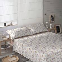 Naturals - 3/4 件套印花床单秋冬款 - 花园款 - 包括床笠 + 1/2 个枕套 - 超柔软法兰绒棉 - 床 90/105/135/150/180
