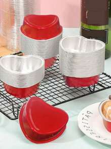 10/30 piezas Moldes de aluminio desechables con forma de corazón Yinkin de 5.4 pulgadas para magdalenas/cupcakes con tapas, para hornear postres, para el Día de la Madre, San Valentín, bodas, cumpleaños, tartas y muffins - Multicolor - Ver 8