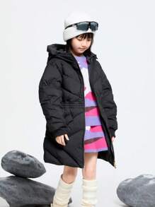Annil Winter Mid - Length And Long - Length Down Jackets For Tween Girls In Children's Wear - Black - View 1
