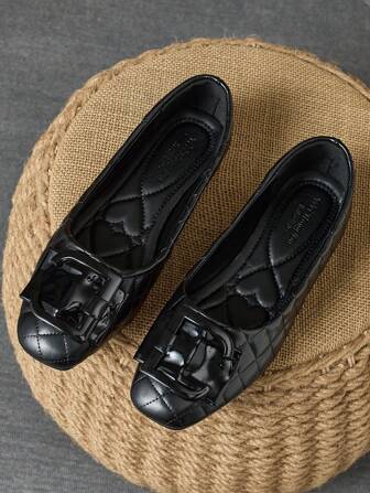 WHDXY Women's Square Toe French Style Bowknot Flats, Soft Comfortable Casual Fashion Slip-On Loafers Spring New Versatile Flat Shoes