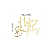 3pcs/5pcs Gold Acrylic Simple Style Happy Birthday Cake Topper For Birthday Party Gift Shower Dessert Cake Decoration